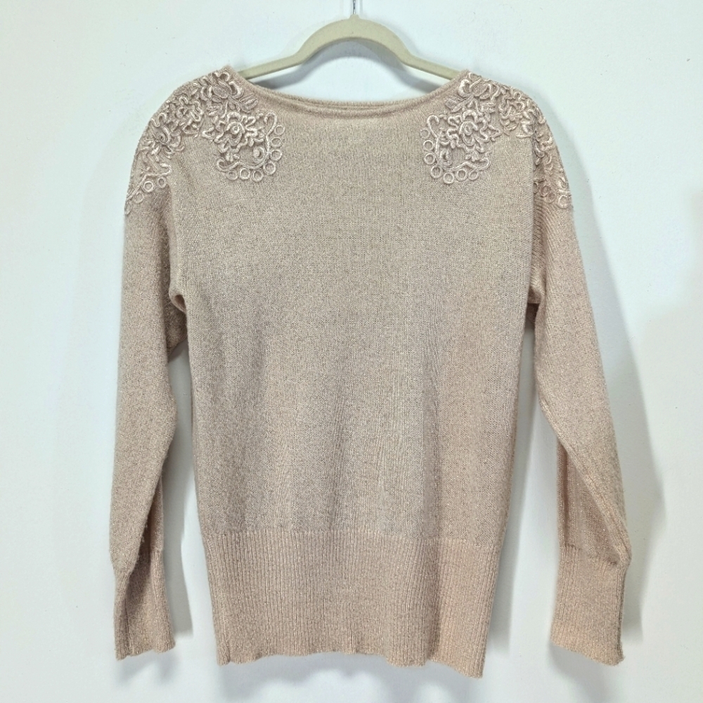 Elle Blush Pink Lace Shoulder Sweater Balletcore Feminine Y2K